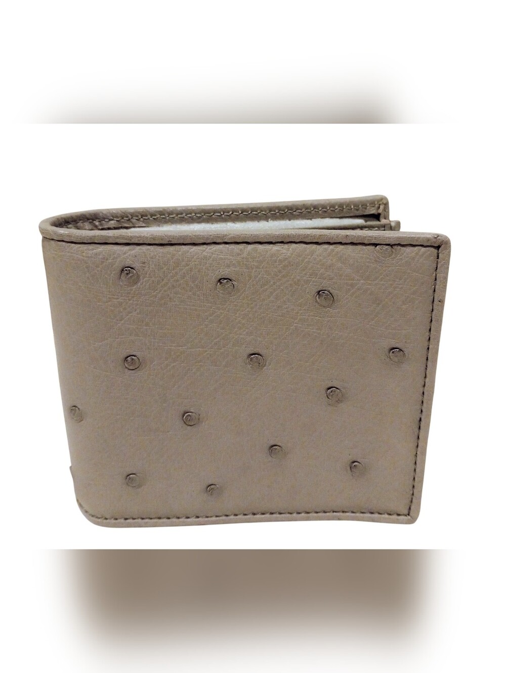 Genuine Gray Ostrich Leather Bifold Wallet - Real Exotic Skin